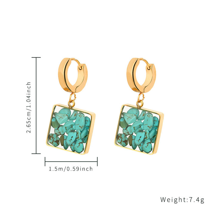 Wholesale 3pcs Turquoise Geometric Stainless Steel Earrings
