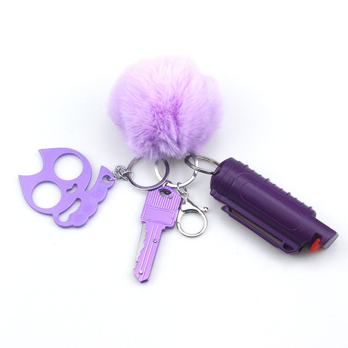 Wholesale Hair Ball Multi-function Plastic Keychain Set 4 Pieces JDC-KC-TouMS042