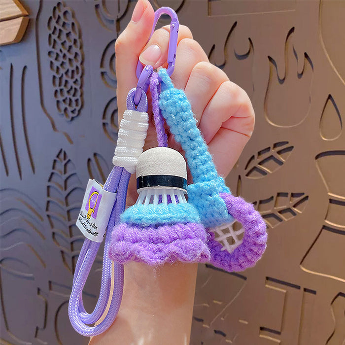 Wholesale Hand-woven badminton pendant wool bag pendant finished woven badminton keychain