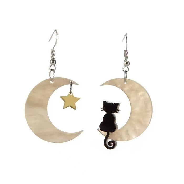 Wholesale Cat Acrylic Earrings Moon Star Design Fashion Jewelry Accessory MOQ≥2