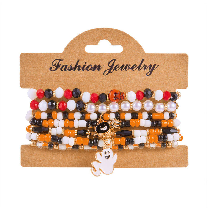 Wholesale  bat pumpkin  pendant bracelet rice beads multi-layer beaded holiday party bracelet