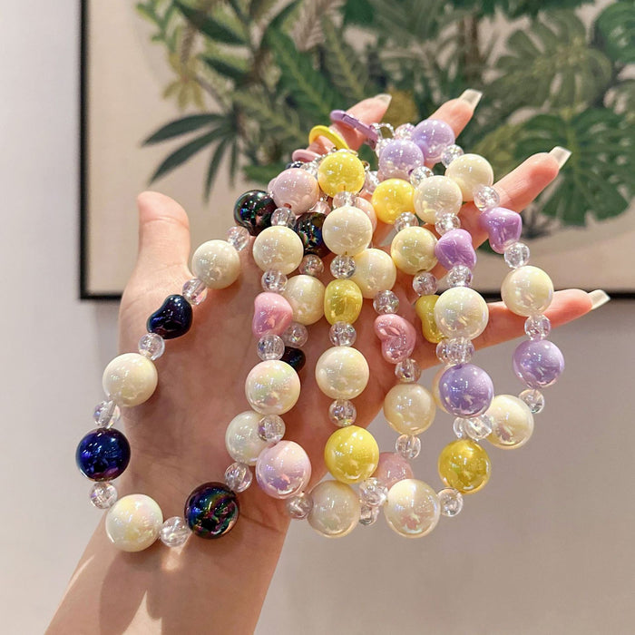 Wholesale Color plated bead peach heart colorful acrylic mobile phone chain dazzling love pendant accessories
