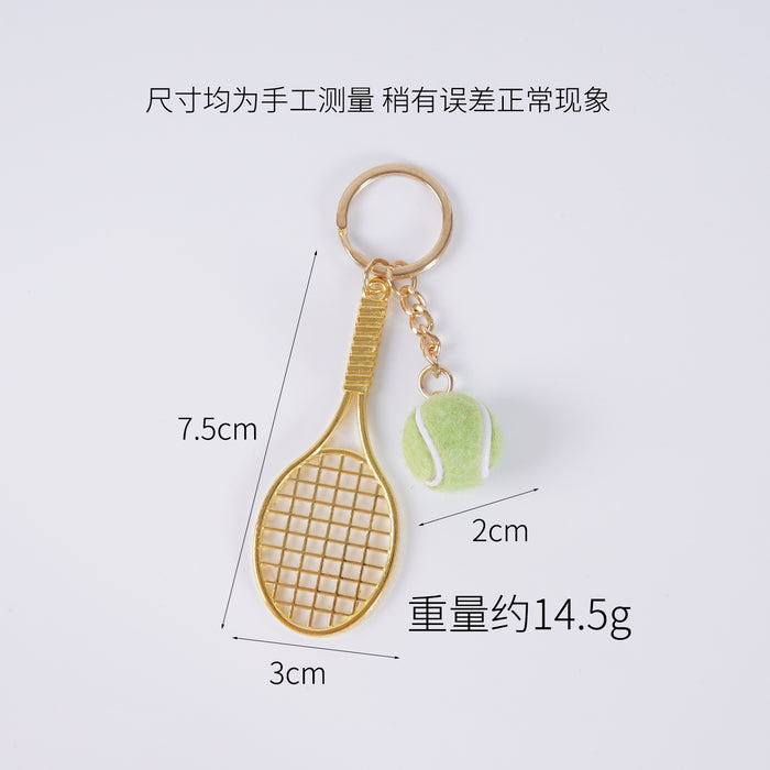 Wholesale Metal Tennis Racket Keychain Pendant Silver Blue Modern Minimalist Fashion Accessory MOQ≥2
