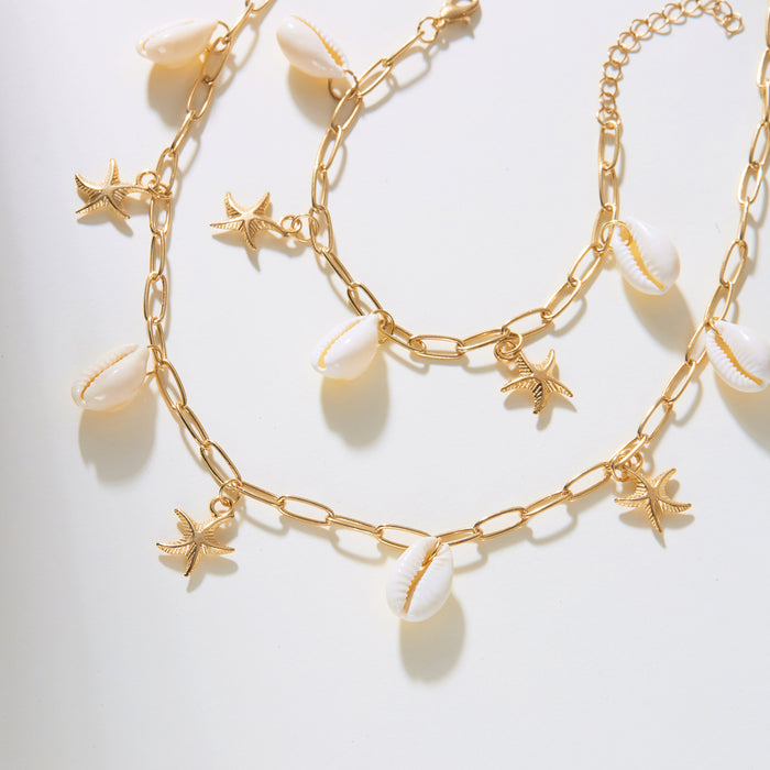 Wholesale Shell Pendant Necklace and Earrings Set Marine Life Design Beach Vacation
