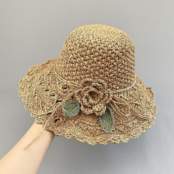 Wholesale Beach Hat Hand-woven Summer Cool Hat Straw Hat Women's Sunshade Flower Sun Hat