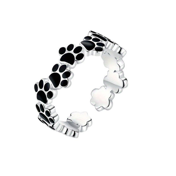 Wholesale Cartoon Dog Footprint Opening Ring Jewelry, niche design, fashionable and personalized jewelry
