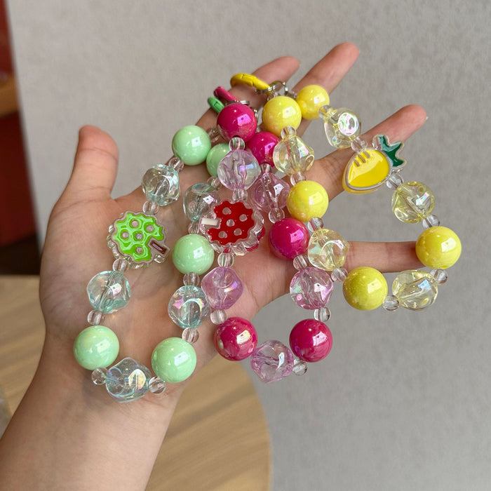 Wholesale Handmade painted bead car keychain electroplated colored bead keychain DIY pendant