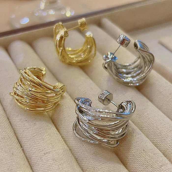 Wholesale Matte small square earring buckle for women, minimalist and versatile, compact earrings, high-end earrings