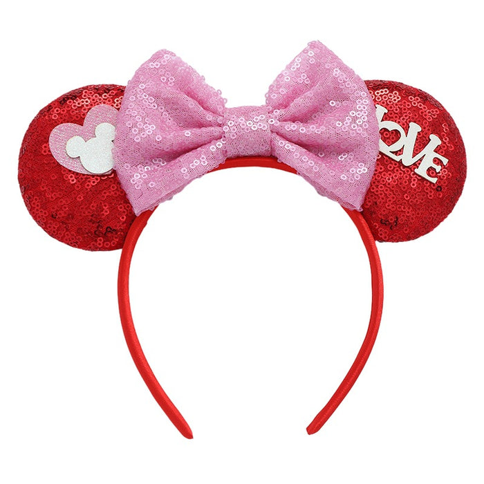 Wholesale Valentine's Day Sequin Bow Headband Cartoon Love Fabric Headband JDC-HD-MeiY009