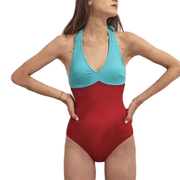Wholesale Swimsuit one-piece two-piece set with long sleeves, sun protection, fashionable color blocking, and slim fit