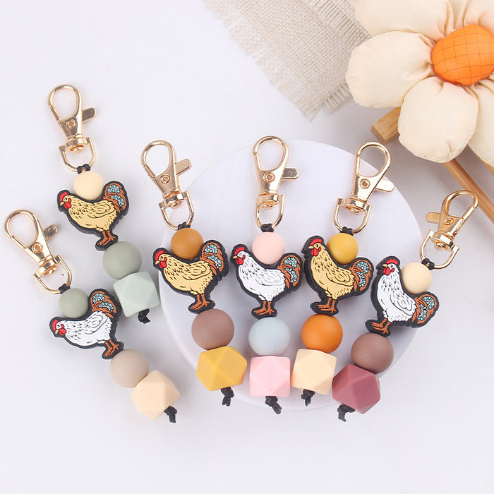 Wholesale Creative Cartoon Pendant  Silicone Beaded Keychain