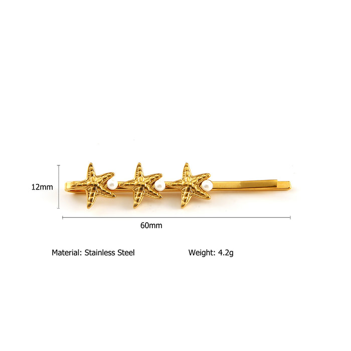 Wholesale Popular and fashionable stainless steel hair clips with a high-end feel, wholesale of starfish and sea shell flat clips