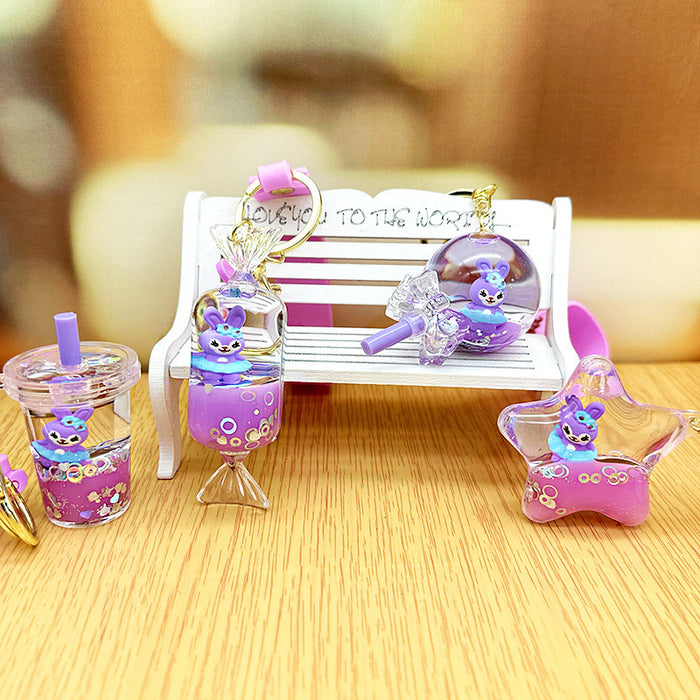 Wholesale Schoolbag Pendant Star Dew Girls' Trinket Pendant Quicksand Keychain