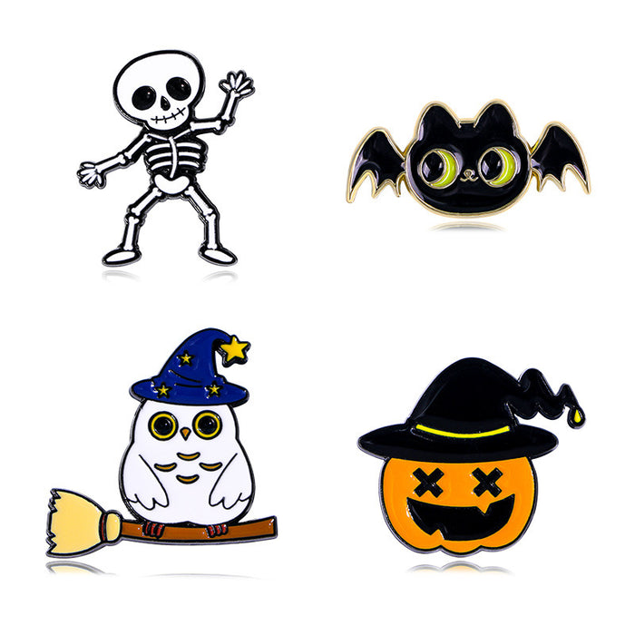 Wholesale  cartoon pumpkin head skull brooch cute sweet Ghost Owl n pin badge