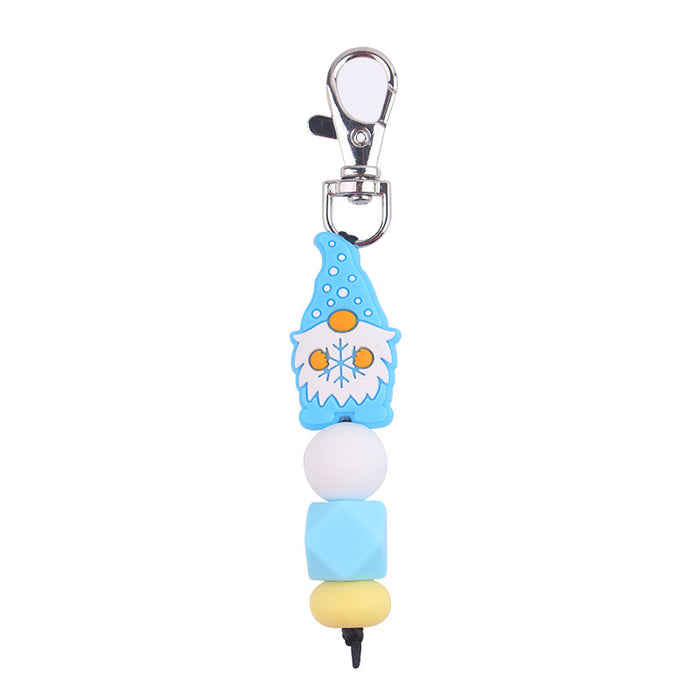 Wholesale Cartoon Santa Claus Silicone Bead Keychain JDC-KC-GuangTian035