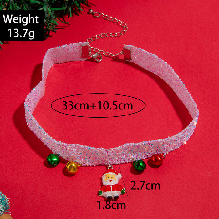 Wholesale Cloth Lace Pom-Pom Santa Pendant Necklace Fashion Jewelry Accessory MOQ≥2