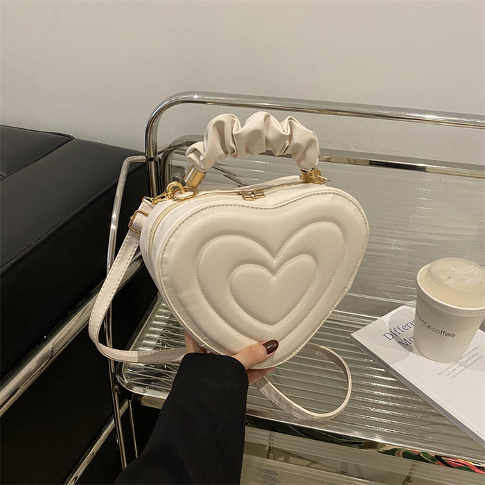 Wholesale Stylish Heart Shaped PU Crossbody Bag for Women Black