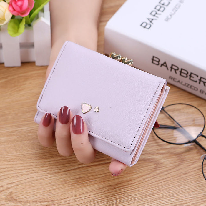 Wholesale Sweet Heart Wallet PU Leather Two Hearts Coin Purse Card Case Chic Boutique Fashion Accessory MOQ≥3