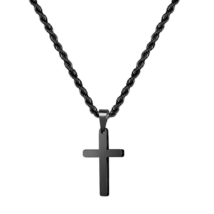 Wholesale Cross stainless steel necklace, personalized and versatile, double-layer stacked chain