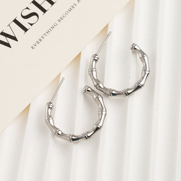 Wholesale non-fading bamboo ear ring temperament  plain ring ear buckle