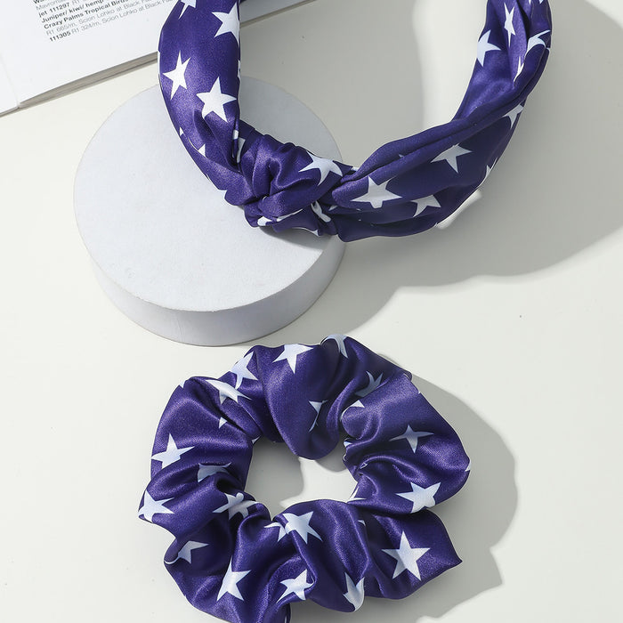 Wholesale Fabric Independence Day Knotted Fabric Headband Combo Set JDC-HD-ZheZ008