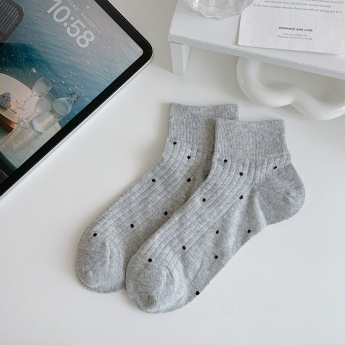 Wholesale Vertical striped solid color casual short socks, cotton mesh breathable thin boat socks