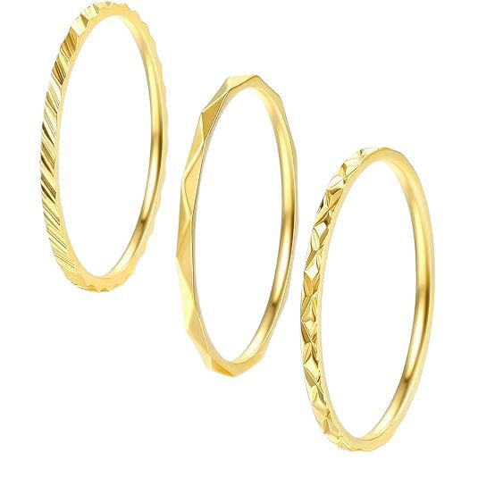 Wholesale Irregular three piece set with fine ring, copper plated with real gold, high-end and light luxury jewelry