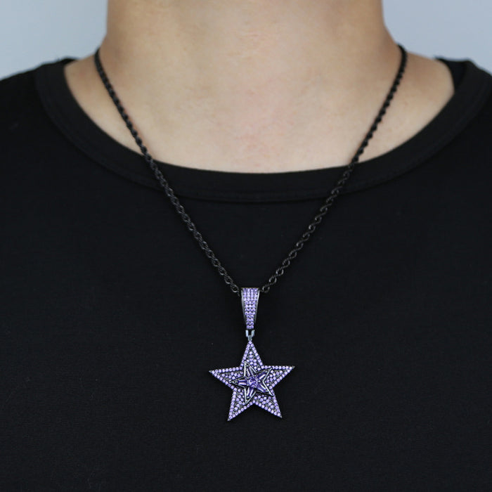 Wholesale Full diamond rotating pendant titanium steel necklace, high-end and personalized fashion accessory
