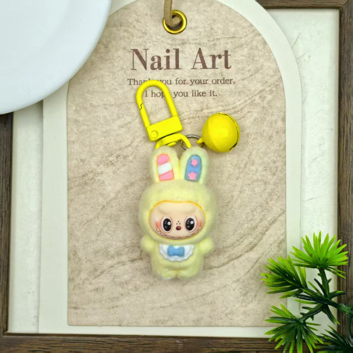 Wholesale flocked bell resin accessory Keychains