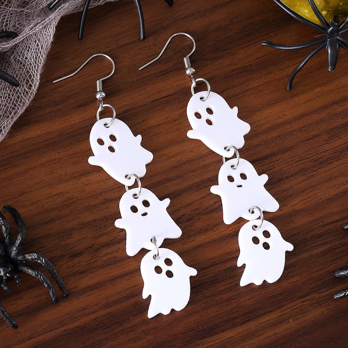 Wholesale  white ghost black bat triple ing pendant earrings acrylic Gothic style earrings