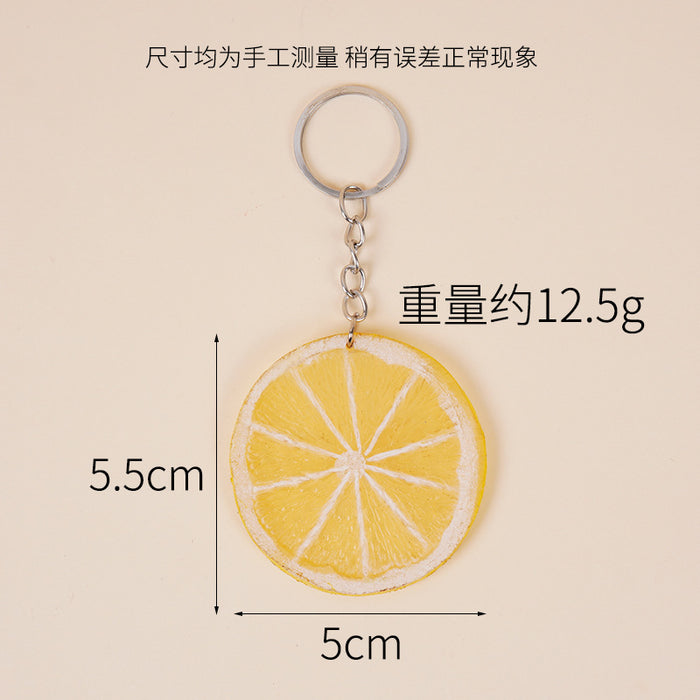 Wholesale Lemon Slice Simulated Fruit PVC Keychain Charm Fashion Bag Accessory MOQ≥2