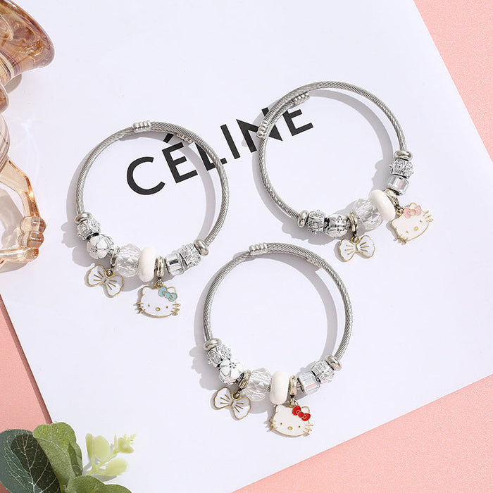 Wholesale DIY Cartoon Alloy Beaded Bracelet Bangle Bracelet JDC-BT-xiaobo004