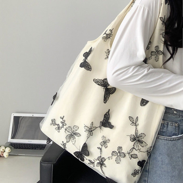 Wholesale Canvas bag lace casual travel bag artistic large capacity versatile shoulder bag