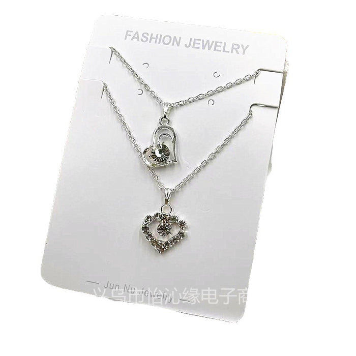 Wholesale New 2-piece necklace set with simple rhinestone for girls, collarbone chain, and student necklace set