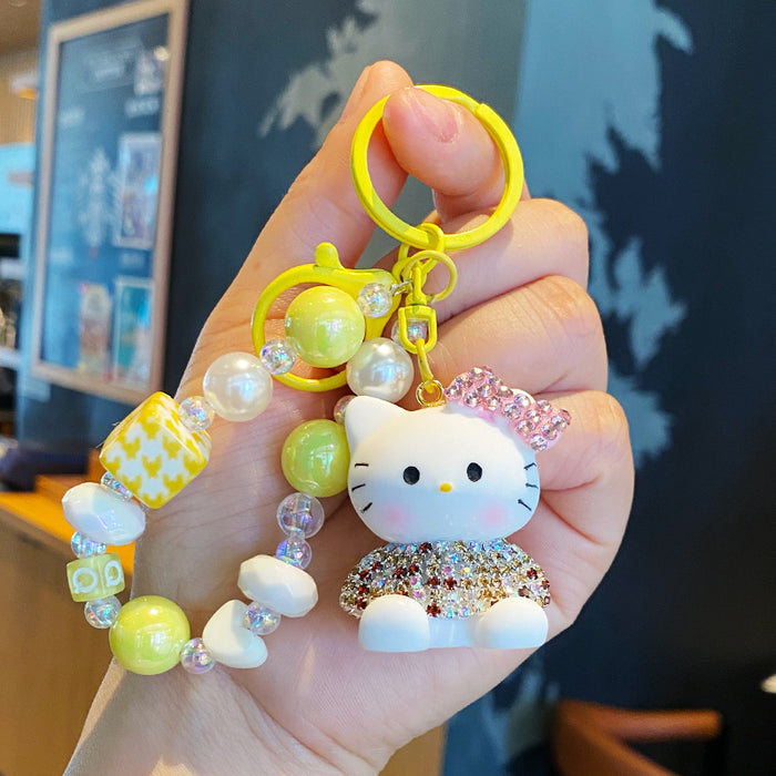 Wholesale Cartoon beaded keychain mobile phone chain