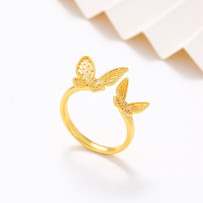 Wholesale Alloy Gold Plated Lace Butterfly Ring Women JDC-RS-XP004