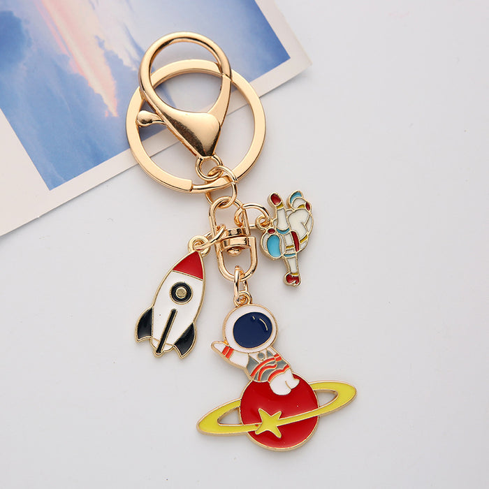 Wholesale Astronaut Metal Keychain Creative Astronaut Pendant Rocket Star Bag Pendant