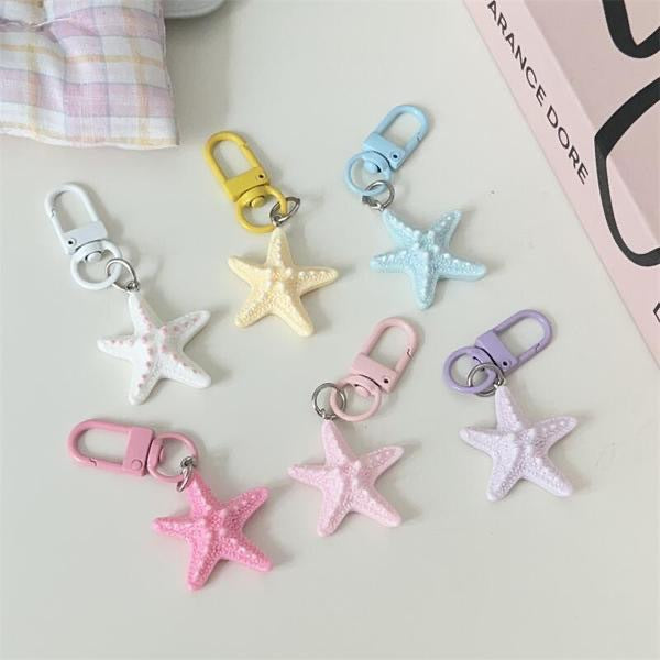 Wholesale Cute 3D Starfish Keychain Cartoon Bag Charm Gift Summer Accessory