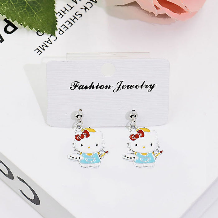 Wholesale Cute Cartoon Cat Short Earrings Metal Electroplated Fashion Jewelry Accessory for Women
