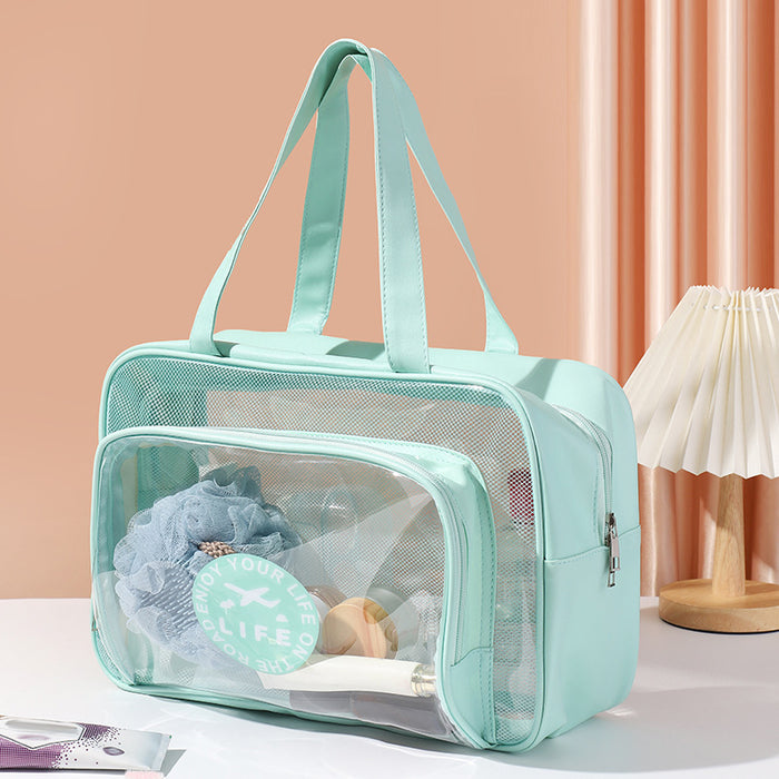 Wholesale PVC wash bag, hand-held single shoulder dry wet separation bag, waterproof makeup and wash storage bag