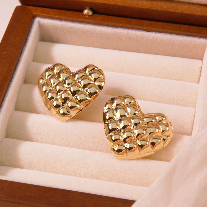 Wholesale Vintage Titanium Steel Heart Earrings JDC-ES-JW005