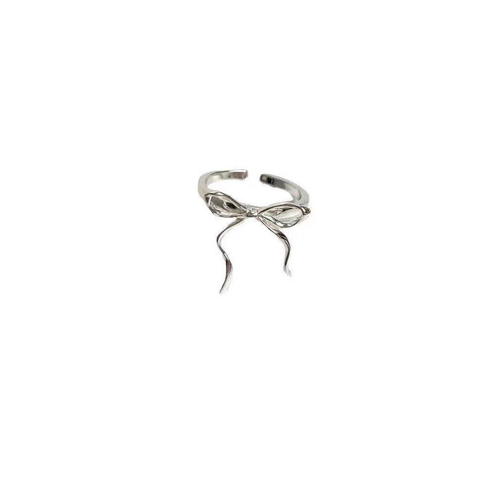 Wholesale Cold wind silver bow line ring for women, niche, exquisite, high-end, simple opening, adjustable ring
