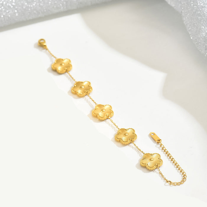 Wholesale Gold Titanium Steel Four Leaf Clover Bracelet Women S Fashion Jewelry Accessory