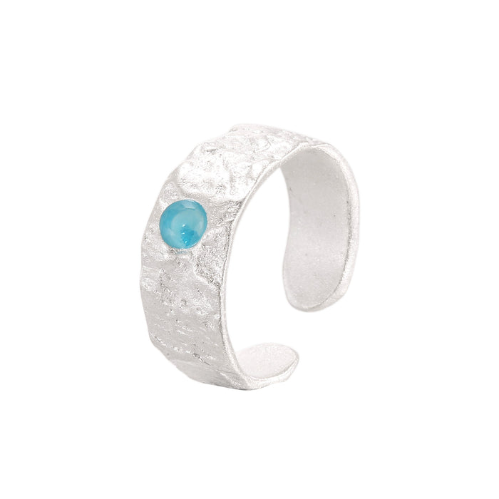Wholesale New Light Luxury Sapphire Brushed Open End Women's Ring, Personalized, Fashionable, Exquisite, Unique, Versatile, and High End