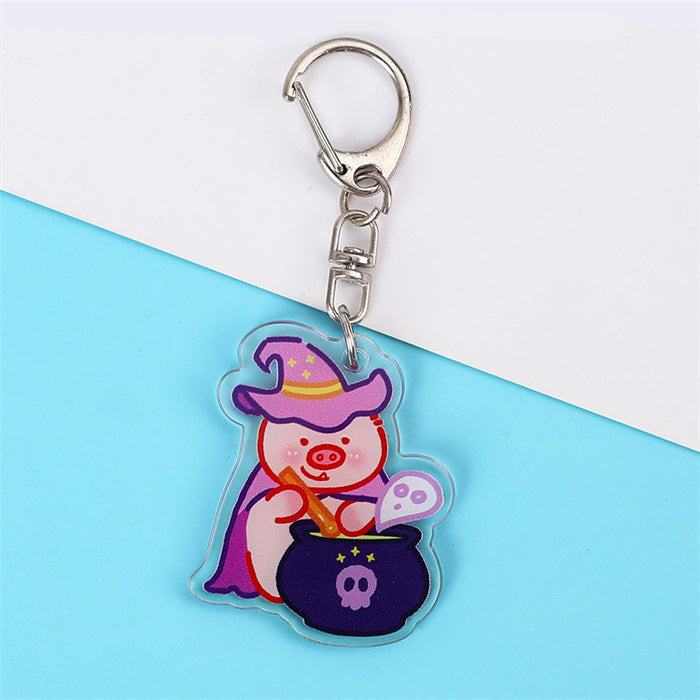 Wholesale Acrylic  Pumpkin Ghost Keychain Cute Double-sided Pendant Fashion Accessory for Gift