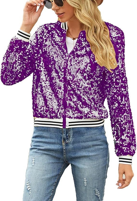 Wholesale Autumn sequin et,  loose sequin baseball coat