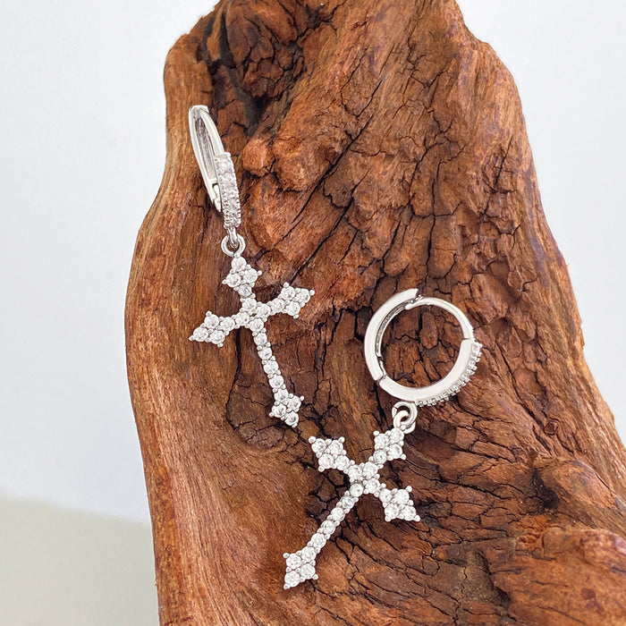 Wholesale Earnail Cross Gold Plated with Zirconia Charm Versatile Light Luxury Earring Accessories