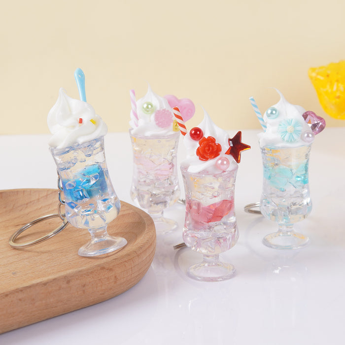 Wholesale Simulated Milk Tea Cup Pendant Fresh Style Keychain Bag Charm Modern Casual Accessory MOQ≥2