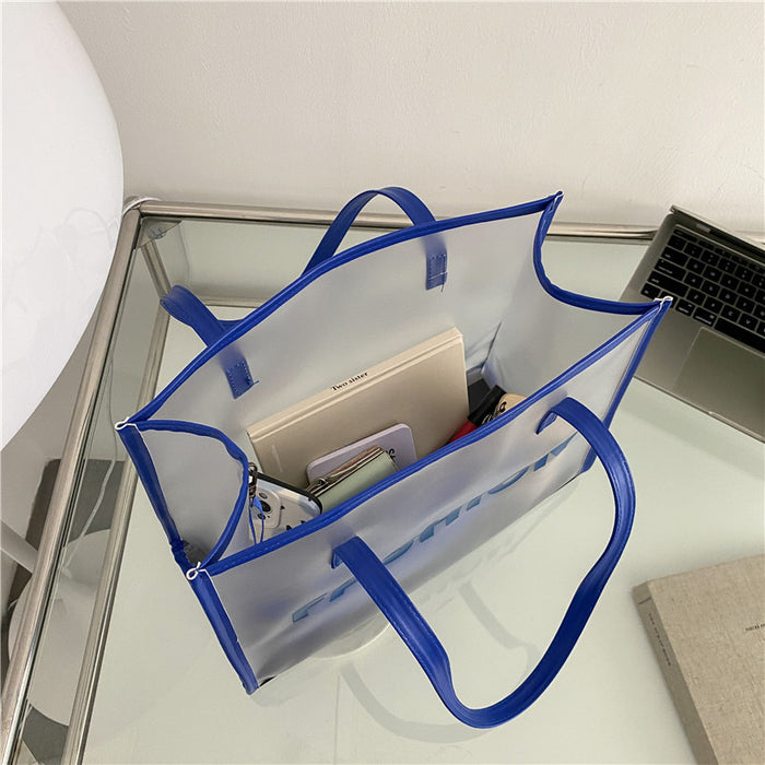 Wholesale Fashionable large capacity transparent single shoulder tote bag handbag