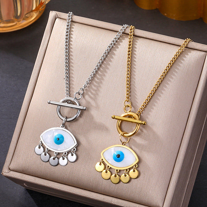 Wholesale Evil Eye Titanium Steel Clavicle Necklace
